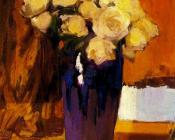 华金索罗利亚巴斯蒂达 - White Roses from the House Garden